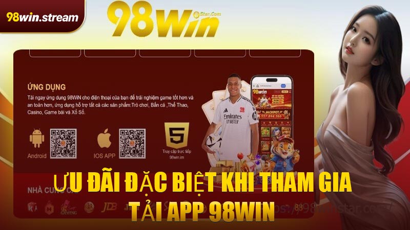 Ưu đãi đặc biệt khi tham gia tải app 98WIN